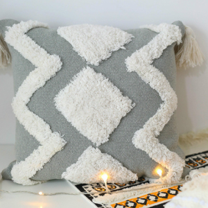 45x45cm cojines decorativos para sofa Morocco geometric black and white tufted tassel pillowcase christmas pillow case